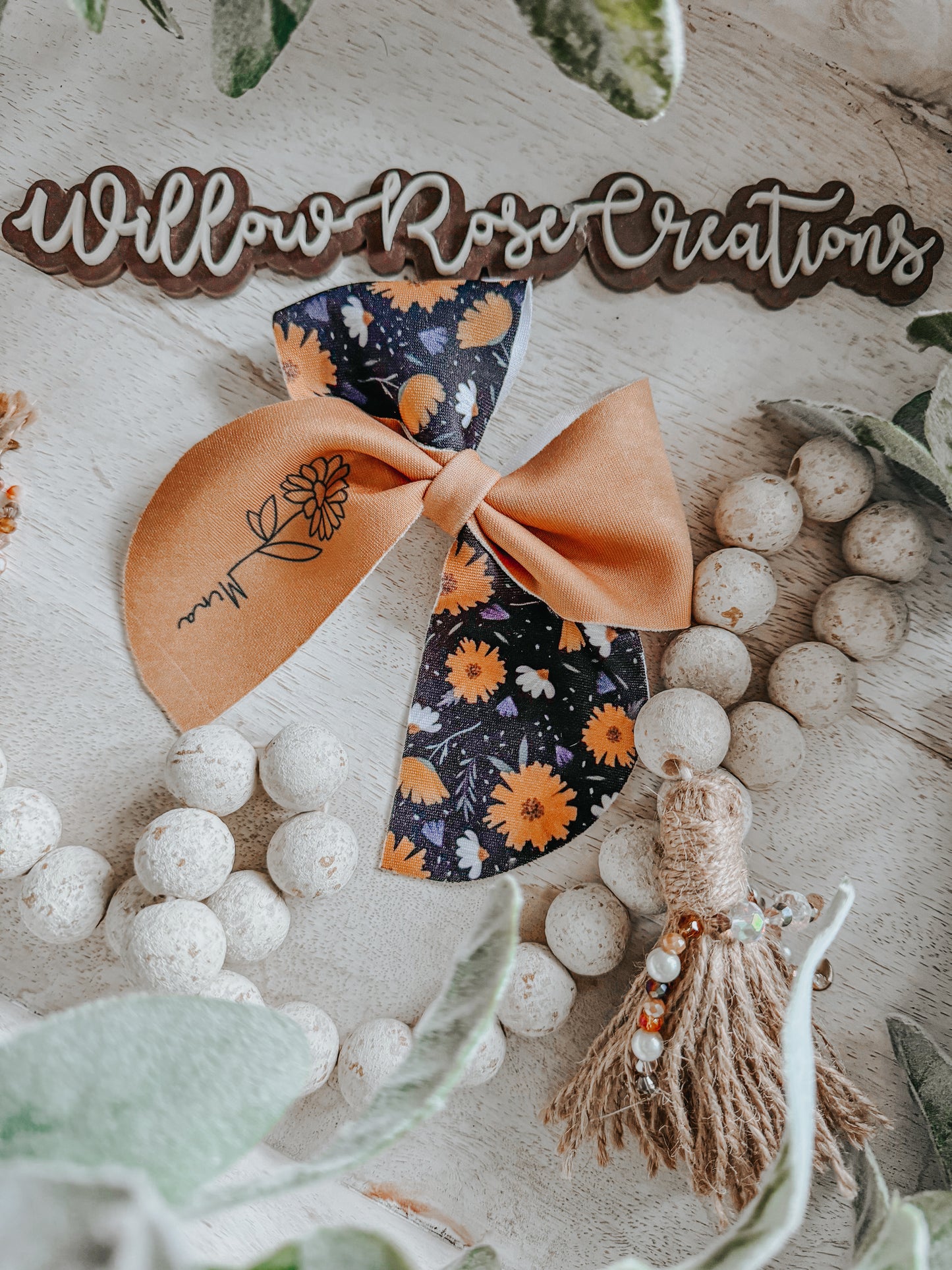 4” Floral Sailor Name Bow