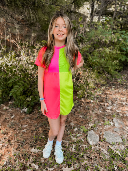 RTS Women’s XS or Girls 14/16 Color-block Tee Dress