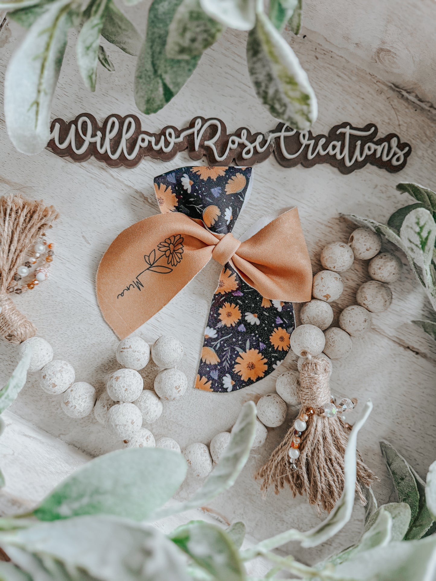 4” Floral Sailor Name Bow