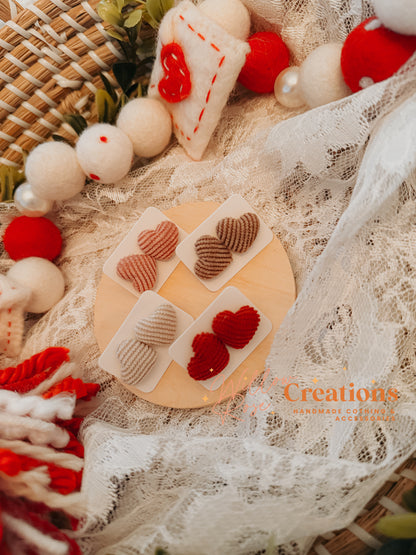 Corduroy Heart Studs