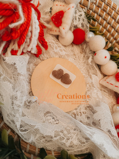 Corduroy Heart Studs