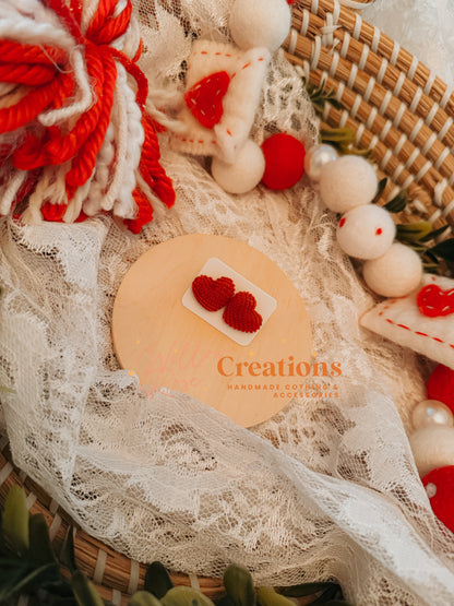 Corduroy Heart Studs