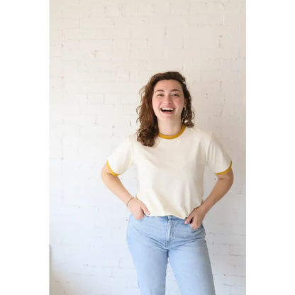 Classic Women's Ringer Tee in Mustard