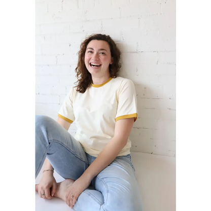 Classic Women's Ringer Tee in Mustard