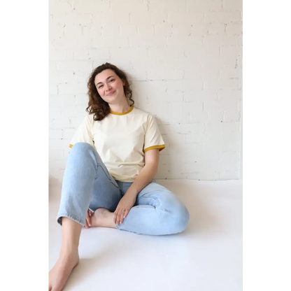 Classic Women's Ringer Tee in Mustard