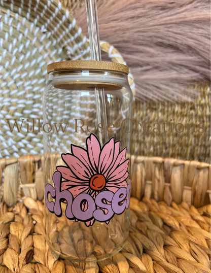 Glass Can Cups w/ Bamboo Lid
